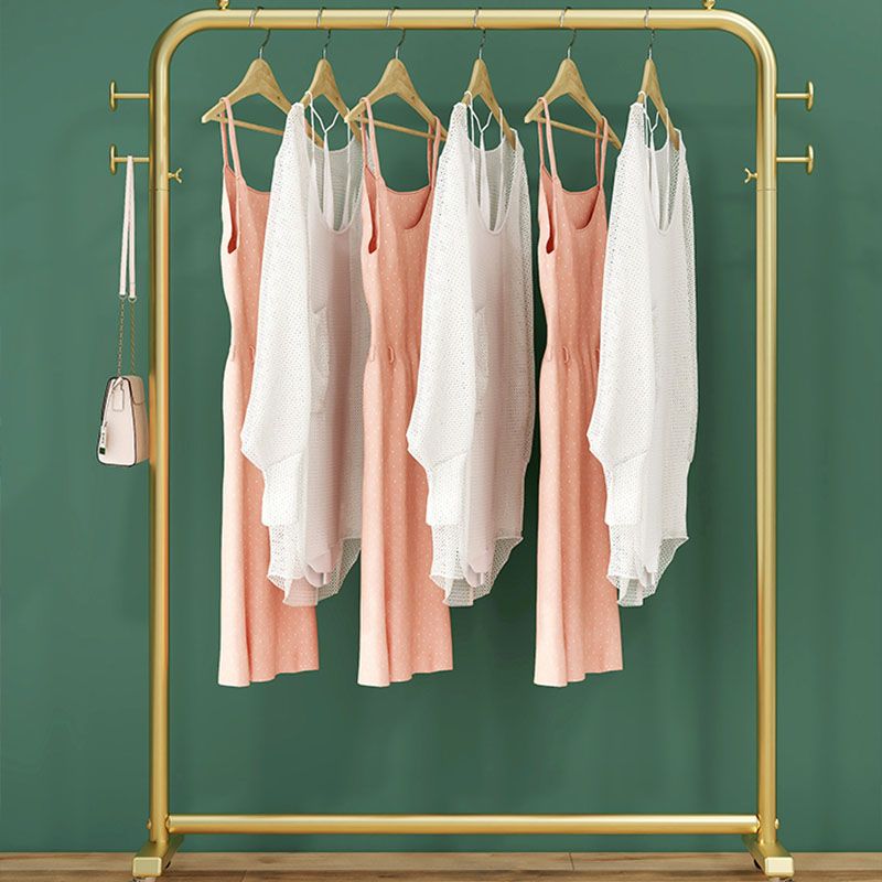 Modern Coat Rack Metal Hanging Rail and 4 Hooks Entry Hall Tree