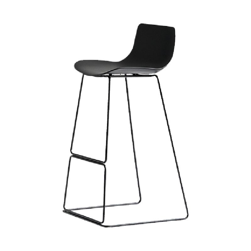 Nordic Backrest Counter Stool with Metal Base Plastic Armless Cafe Bar Stool
