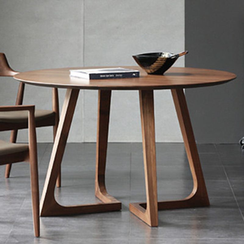 Contemporary Style Round Solid Wood Table Sled Base Dining Table for Home