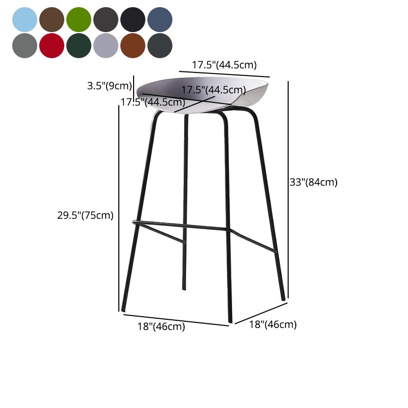 Scandinavian Metal Black Counter Stools Bucket Seat Bar Stools with Footrest