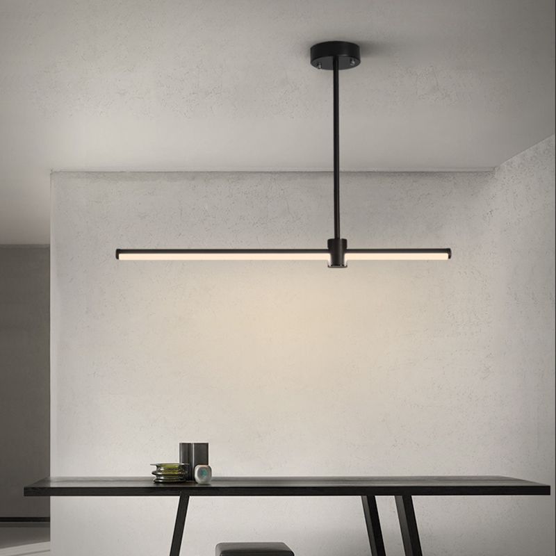 Modern LED Island Lighting Black Acrylic Chandelier Light Fixture for Bedroom