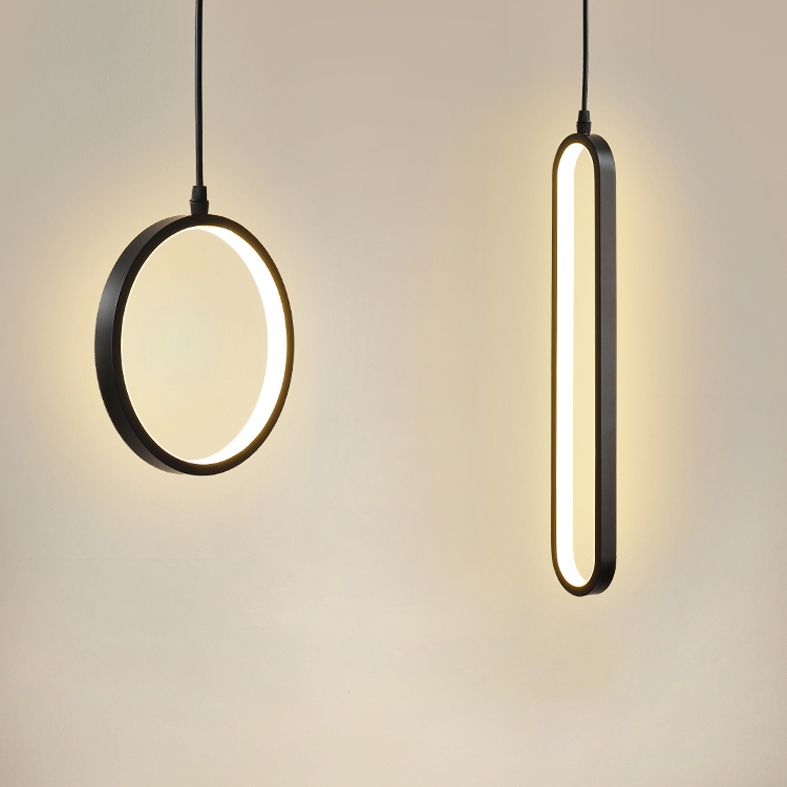 Geometrische hangende hanglamp moderne stijl metalen led zwart hangend plafondlicht