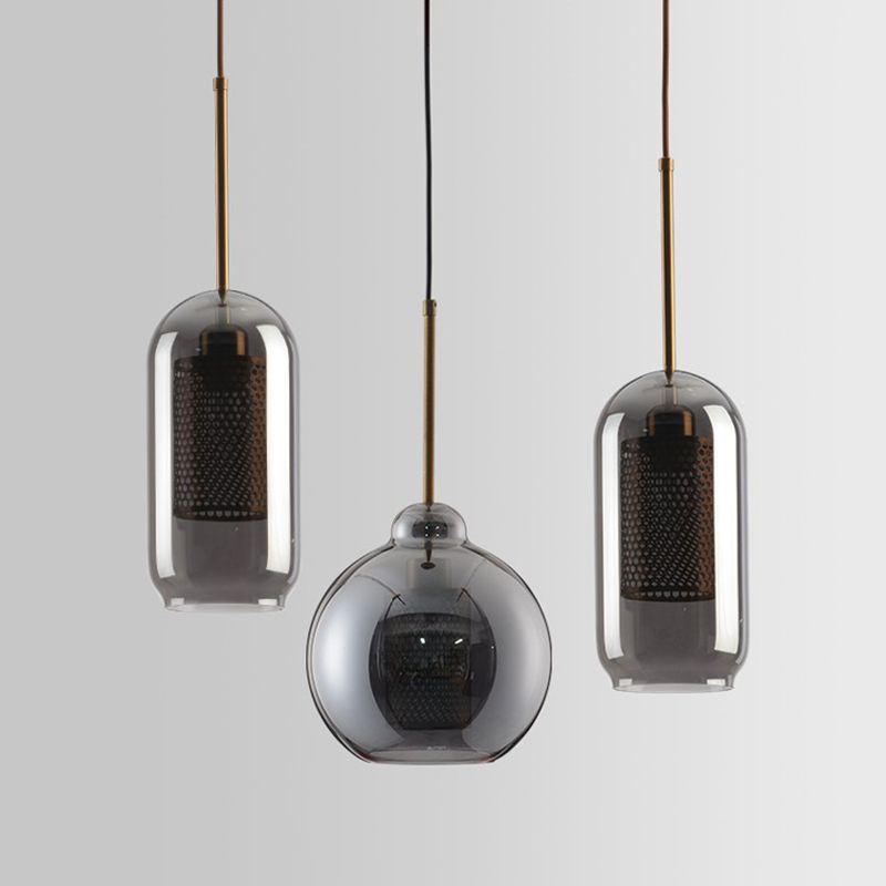 Vetro di illuminazione geometrica in stile industriale 1 luci a soffitto appeso alla luce