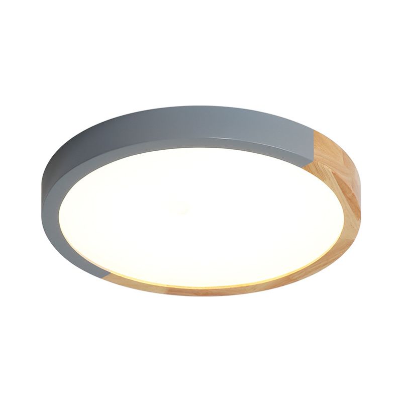 Circular Close to Ceiling Lighting Modernist Metal 12"/15"/19" Wide LED Flush Mount Light in Beige