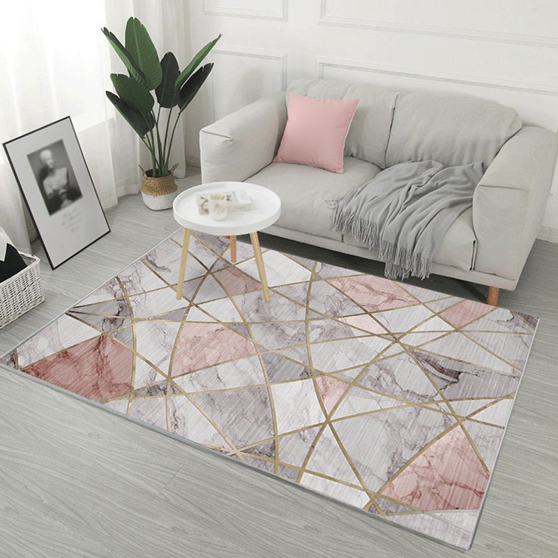 Marble Print Indoor Rug Abstract Carpet Polyester Washable Rug for Living Room