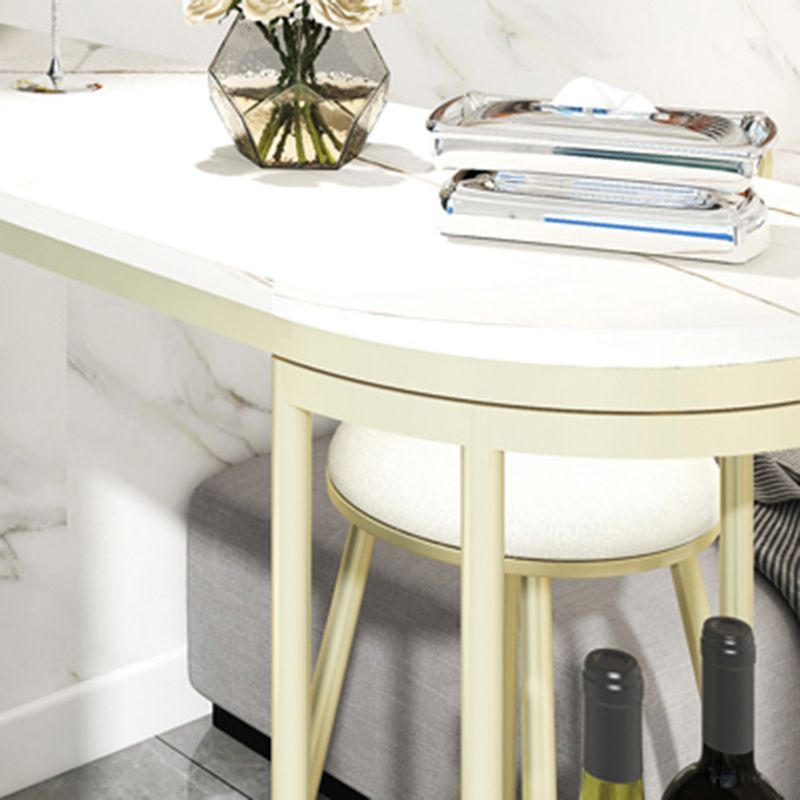 Modern Stone Bar Table Double Pedestal Bar Desk with Storage Shelf