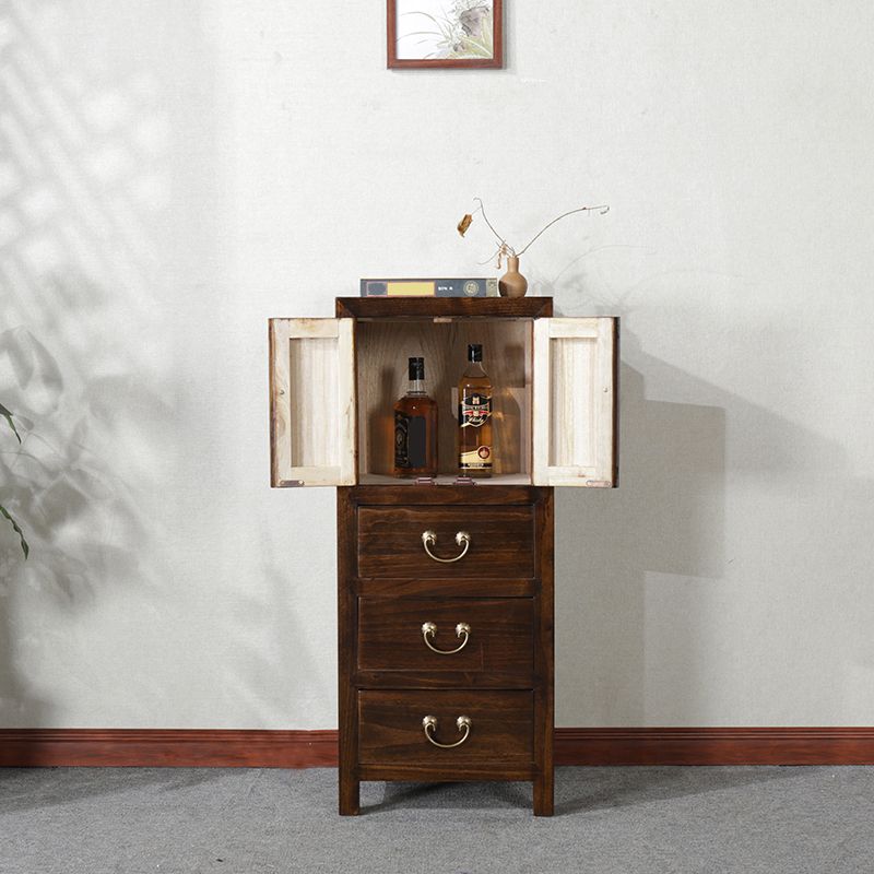 16" W Traditional Style Storage Chest Vertical Wood Combo Dresser with Drawers and Doors