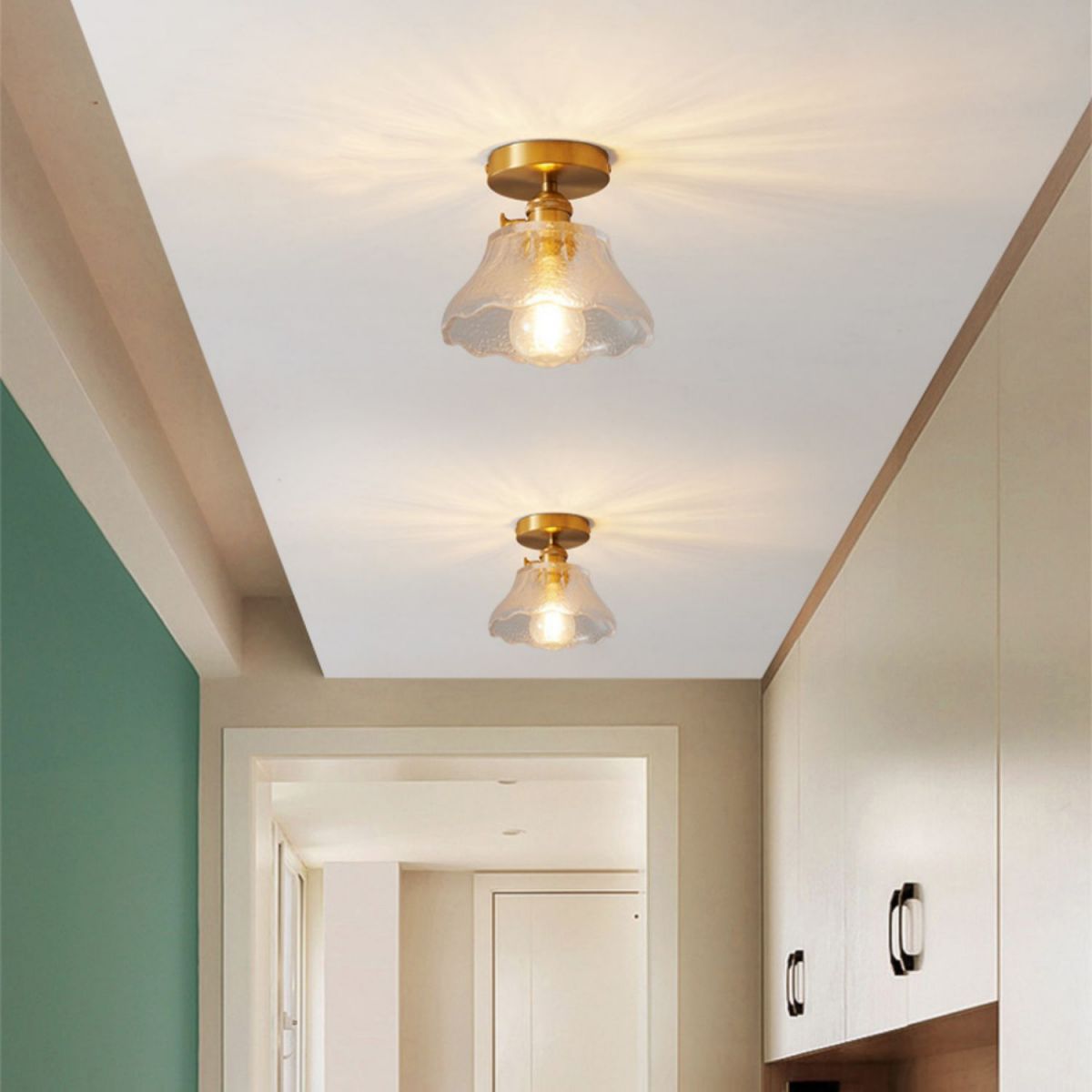 Modern Semi Flush Ceiling Light Fixture Nordic Style Glass Ceiling Flush Mount Lamp