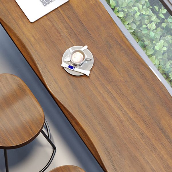 Pine Wood Bar Table Industrial Rectangle Bar Table with Trestle Base in Black