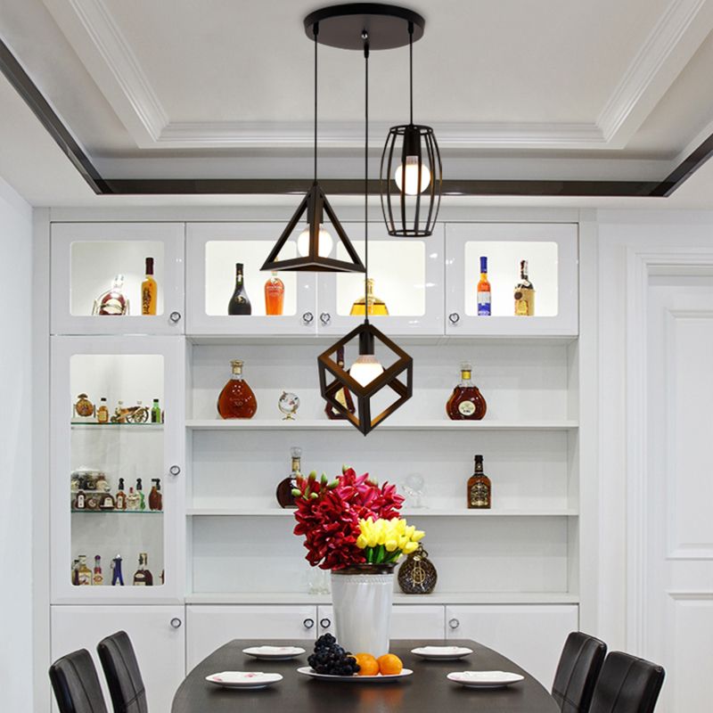 Cage a sospensione a sospensione Vintage Black Metal Suspension Accensione