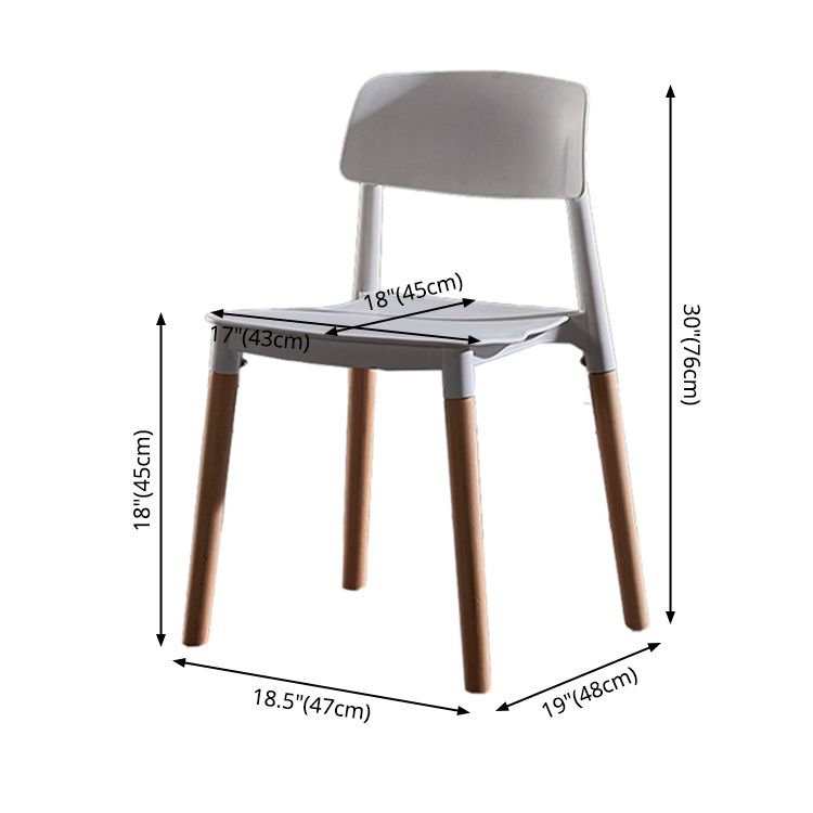 Contemporary Style Plastic Dining Chair Open Back Dining Side Chair for Kitchen