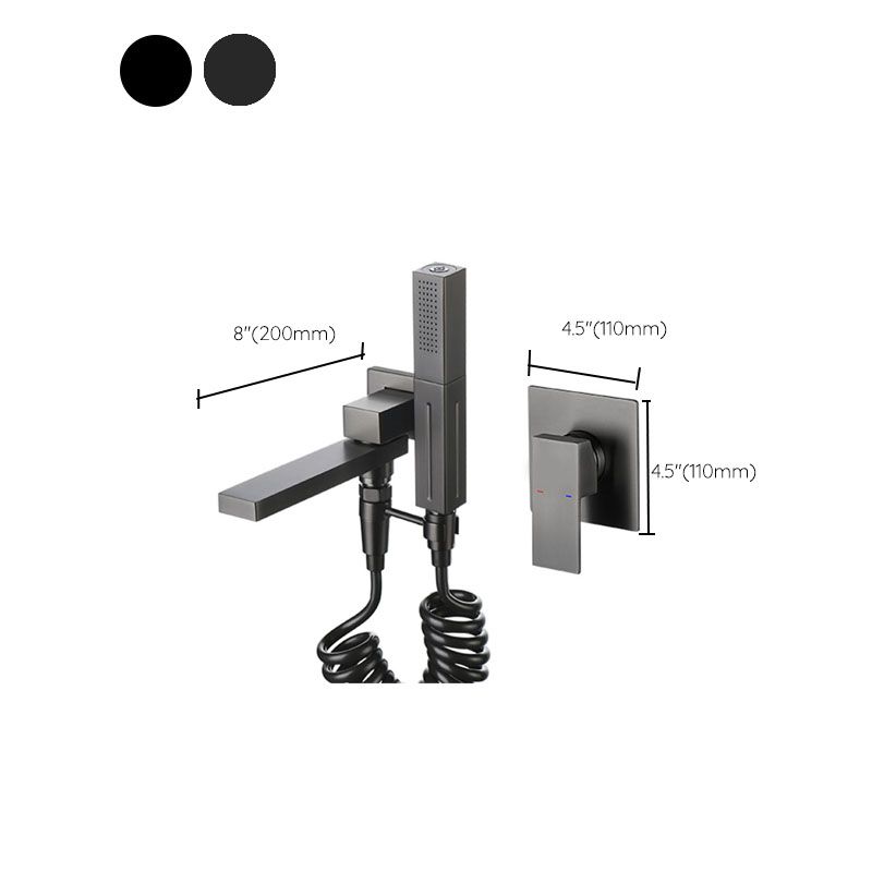 Wall Mounted Bathtub Faucet Handheld Shower Head Rod Handle Faucet