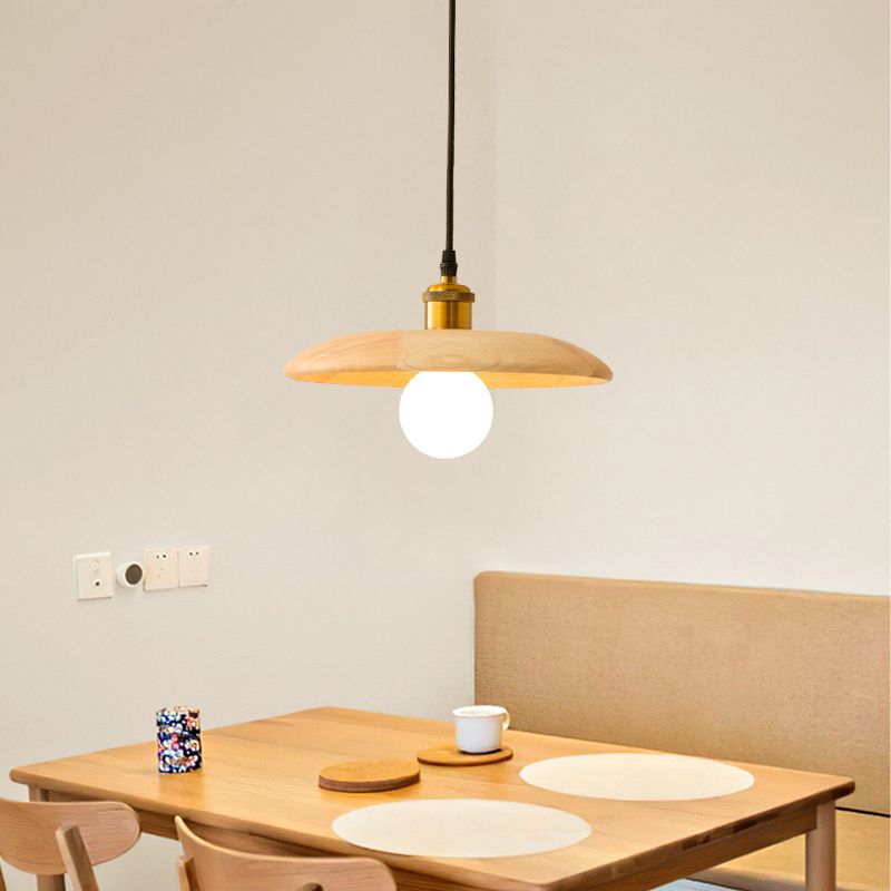 Wooden Circle Suspension Pendant Light Contemporary Style Wood Pendant Ceiling Light