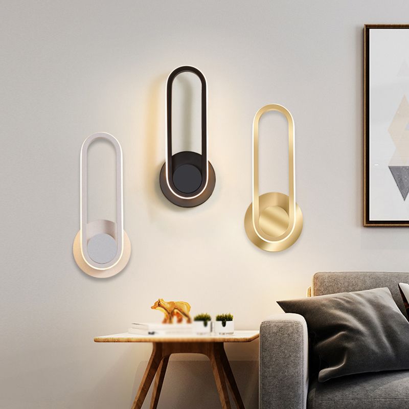 Modern Style Elliptical Shape Wall Sconce Metal 1 Light Wall Light for Bedroom