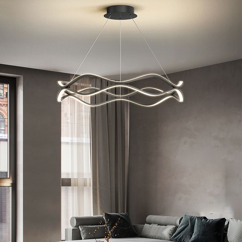 Wave Shape Chandelier Pendant Light Minimalist LED Metal Chandelier Lighting