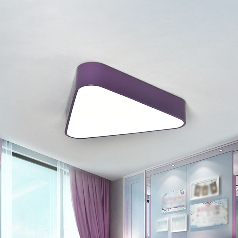 Triangular Acrylic Flush Mount Light Kids White/Yellow/Purple LED Close to Ceiling Lighting Fixture