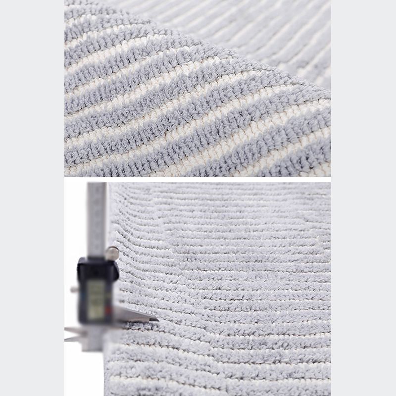 Stylish Grey Modern Rug Polyester Stripe Pattern Area Carpet Non-Slip Backing Rug for Home Decor
