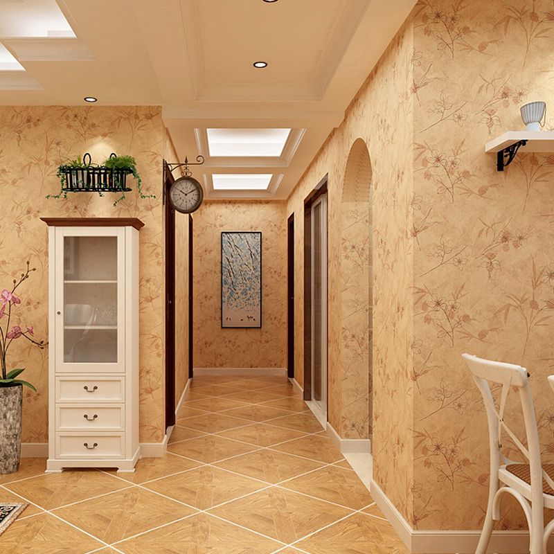 Countryside Flower Wallpaper Roll for Accent Wall 33' x 20.5" Wall Art in Light Khaki