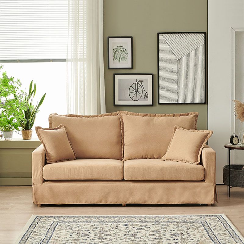 39.37" H Contemporary Cotton Blend Square Arm Loveseat with 2 Pillows
