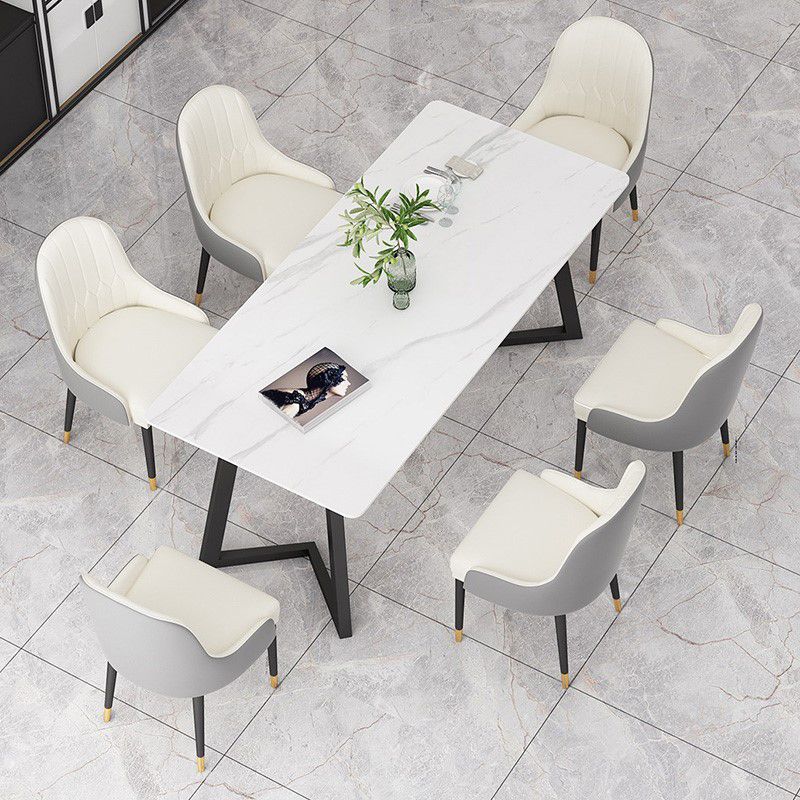 Modern Rectangle Dining Table Set 1/4/7 Pieces Dinette Set with Sintered Stone Top