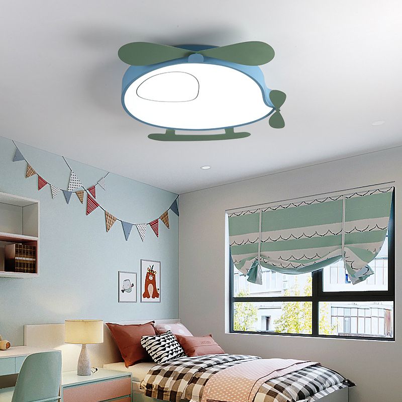 Cartoon vliegtuigvormige plafondlamp metalen babykamer LED-inbouwlamp met acryl diffuser