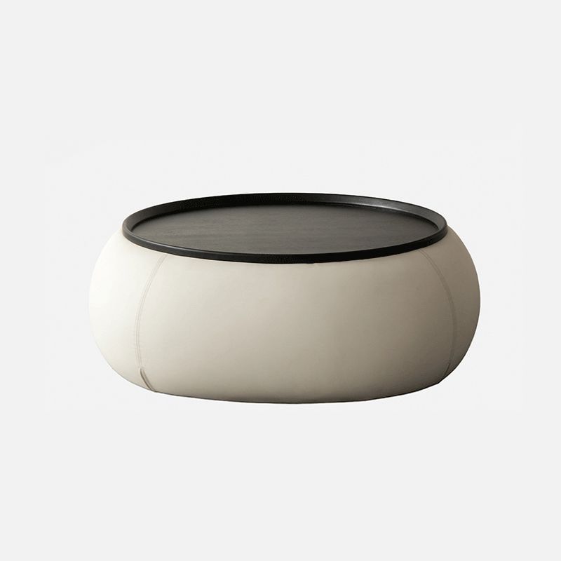 Modern Green/Orange/White Wood Round Pedestal Coffee Table with Storage