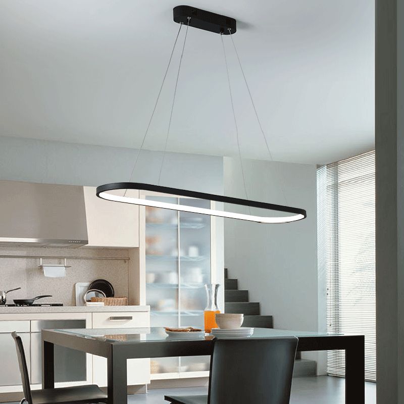 Contemporary Linear Shape Pendant Lighting Fixture Metal 1 Light Island Pendant Light