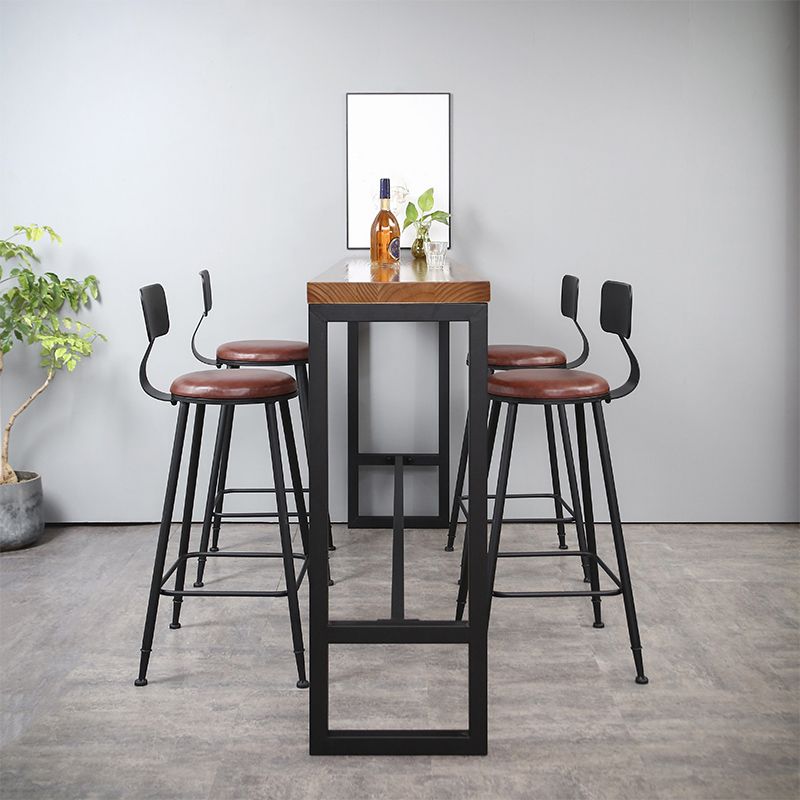 Modern Rectangle Bar Dining Table Wood Bar Height Table with Trestle Base