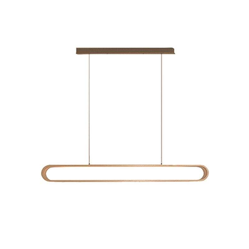 Oval Island Pendant LED Wood Modern Ceiling Pendant Light for Tea Room