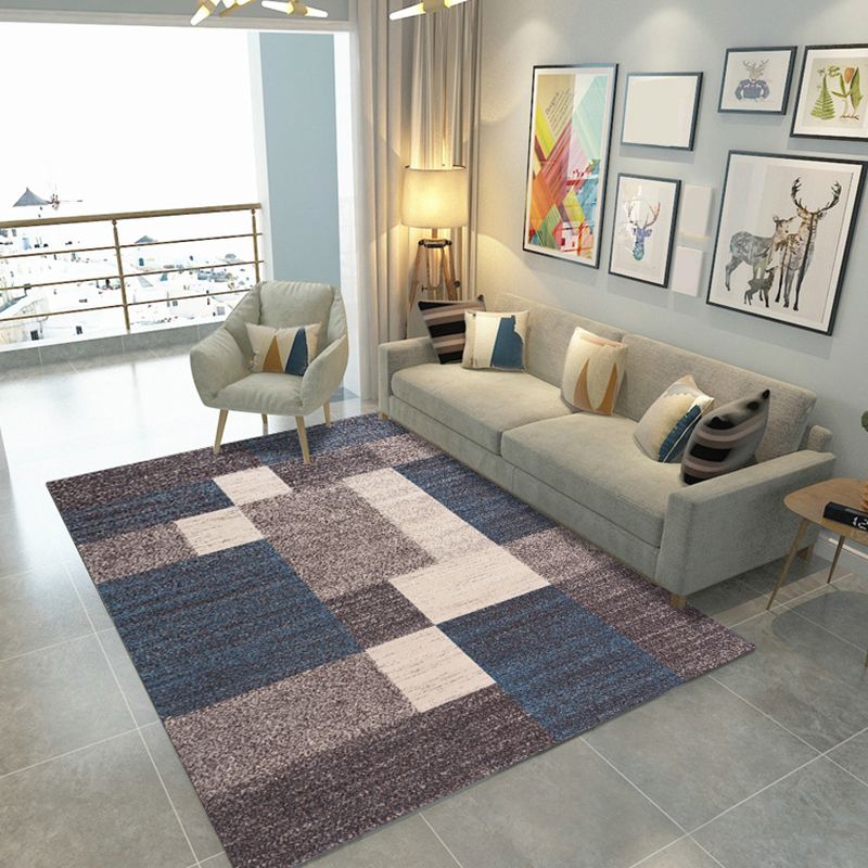 Calming Geometric Print Rug Multi Colored Polyster Area Carpet Non-Slip Backing Pet Friendly Washable Rug for Parlor