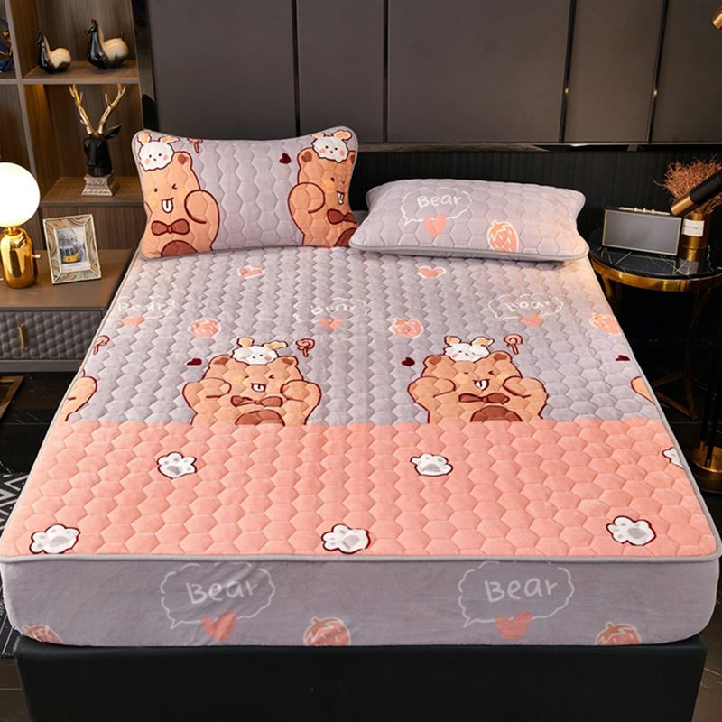 Modern Bed Sheet Set Elegant Print Flannel Fitted Sheet for Bedroom