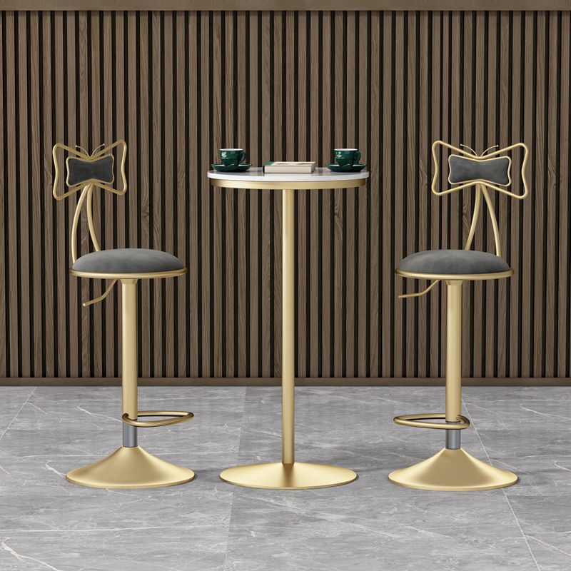 Glam Rotatable Liftable Counter Stool Iron Beauty Shop Bar Stool with Velvet Cushion