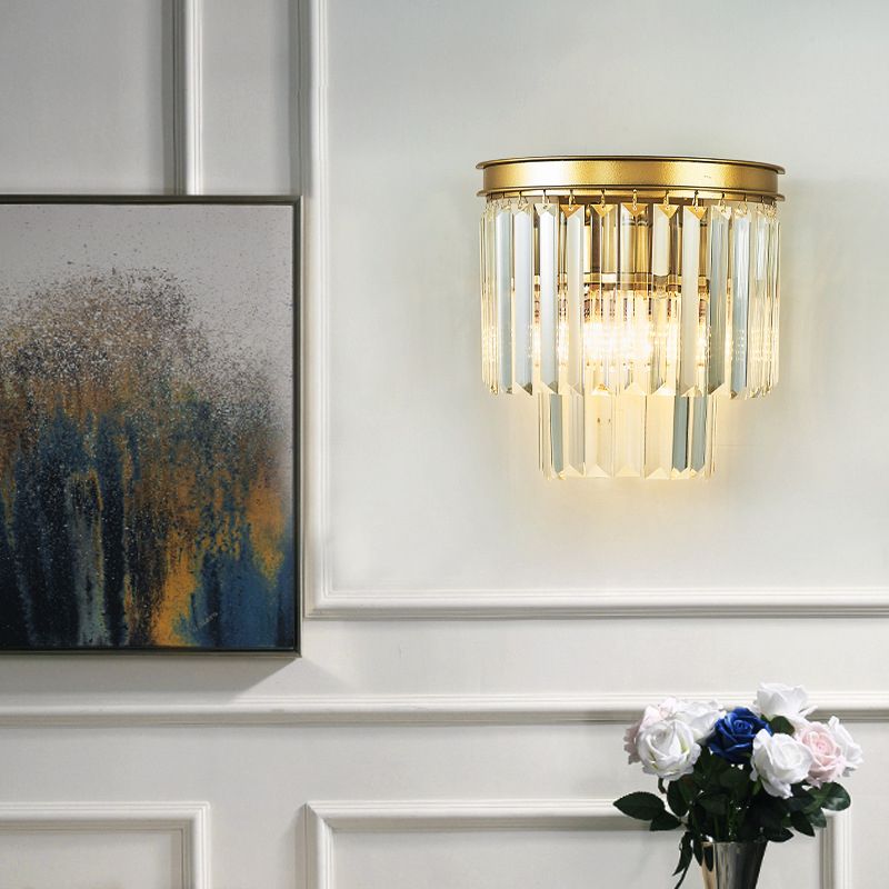 Postmodern Style Crystal Wall Light Layered Wall Sconce for Living Room