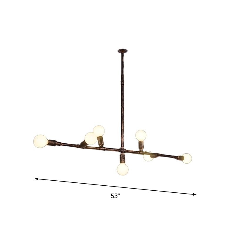 7/11 Lights Exposed Island Pendant Light Farmhouse Style Antique Bronze Wrought Iron Hanging Island Light