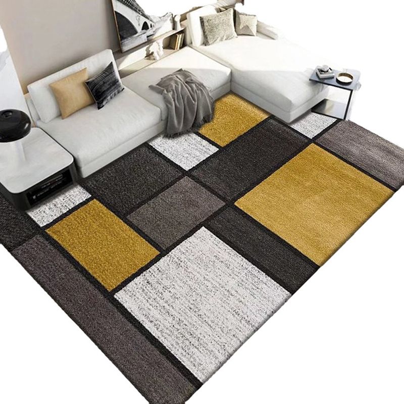 Contemporary Living Room Rug Graphic Print Carpet Polyester Stain Resistant Indoor Rug