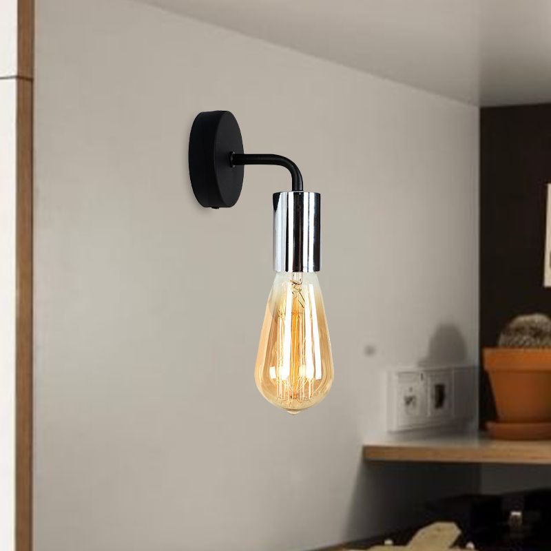 Brass/rame Open Bulb Sconce Light con braccio curvo in stile industriale Metal 1 illuminazione da parete da letto leggero
