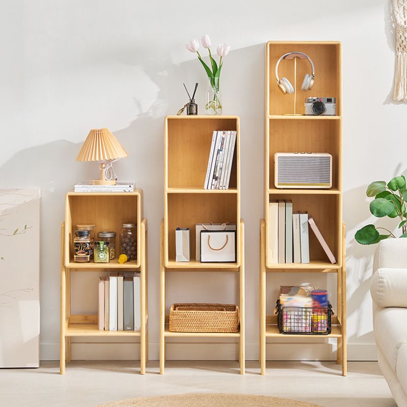 Contemporary Closed Back Bamboo Bookshelf Vertical Bookcase with Shelves