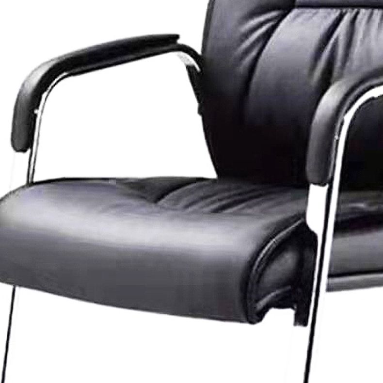 High Back Office Chair Faux Leather Padded Fixed Arms Conference Chair