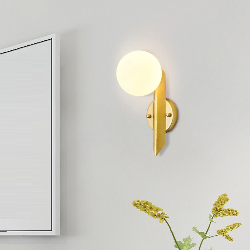 Modernist Wall Sconce Globe Glass Sconce Lighting in White for Bedroom