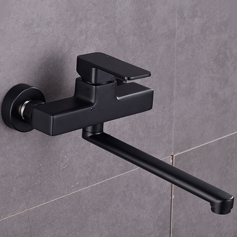 Contemporary Single Handle Kitchen Faucet Pull Down 2 Holds Bar Faucet in Black