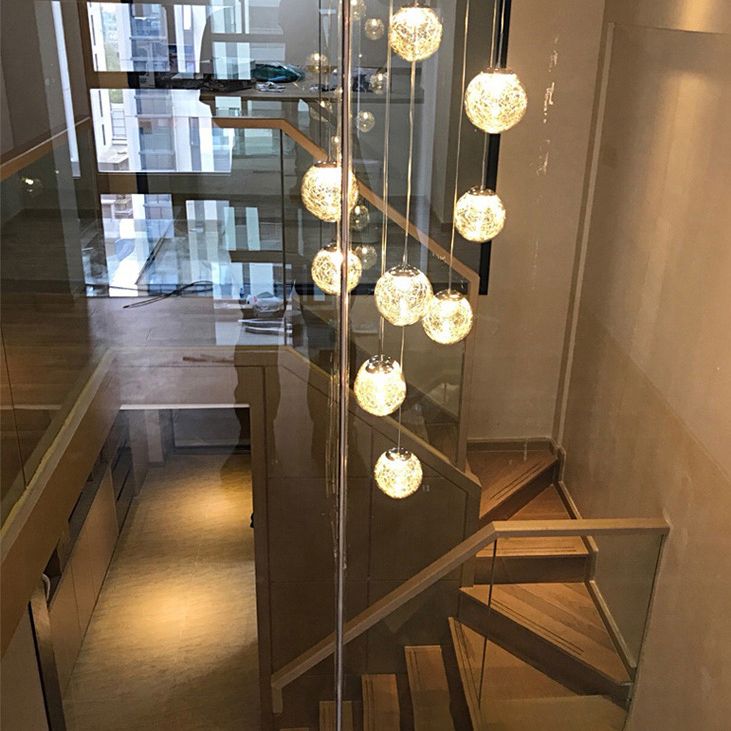 Lampe lampade a sospensione rotonda moderna semplice ciondolo a soffitto in vetro per le scale