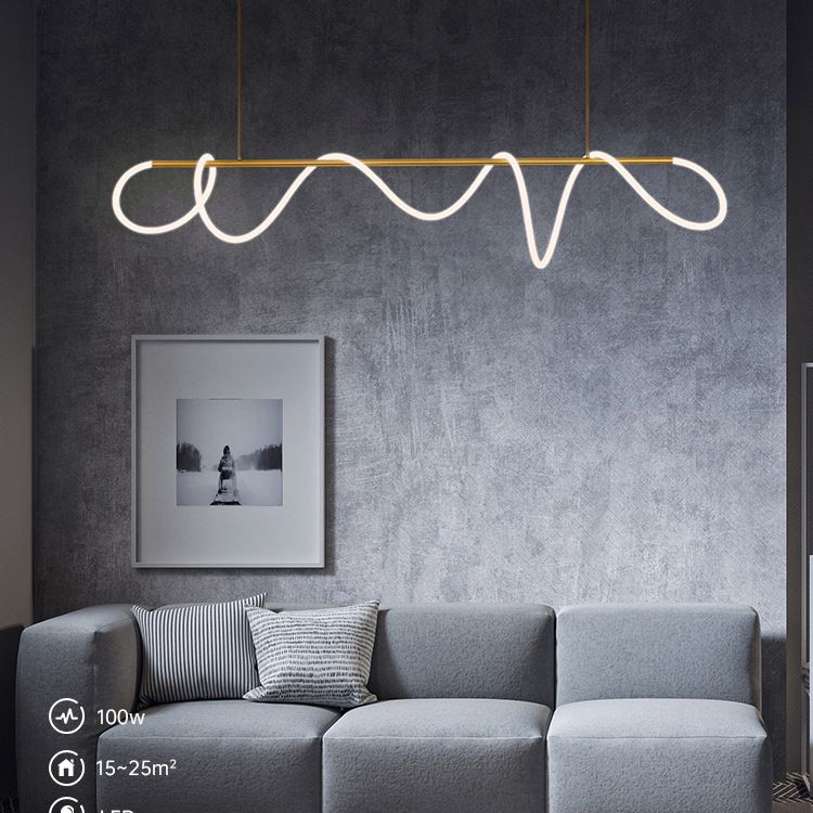 Minimalism Nordic Style LED Island Light Soft Silicone Lampshade Home Decorative Lighting Fixture in Gold