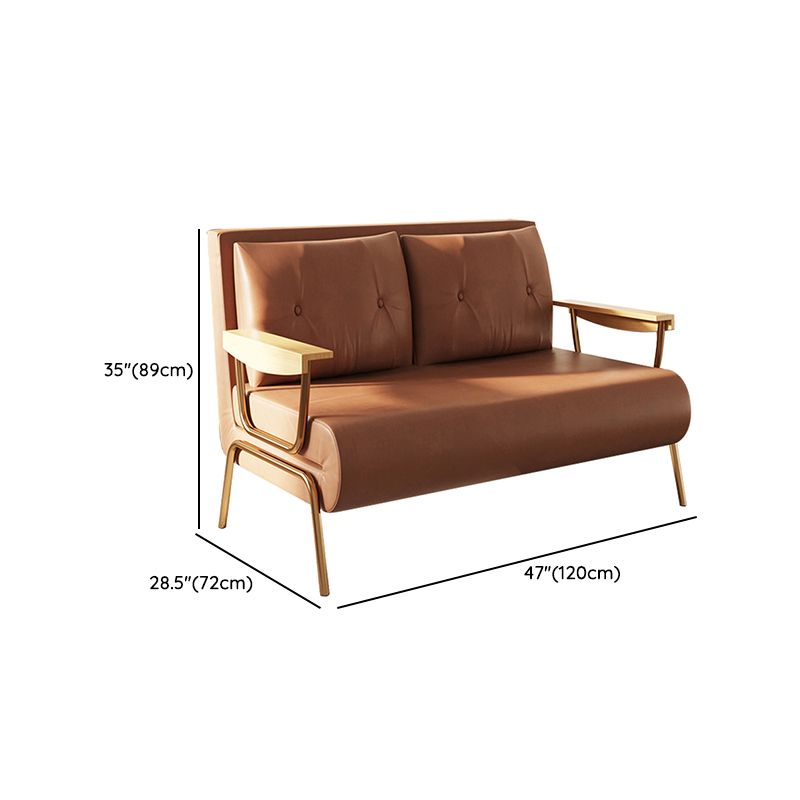 Glam Faux leather Futon Sleeper Sofa in Orange Pillow Included