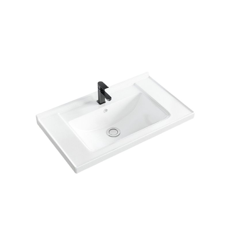 Basic Bathroom Sink Overflow Hole White Vessel Lavatory Sink (Not Included Faucet)
