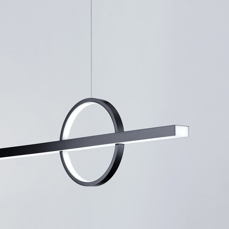 Minimalism Hanging Light Linear Island Light Fixture in Black for Dining Room