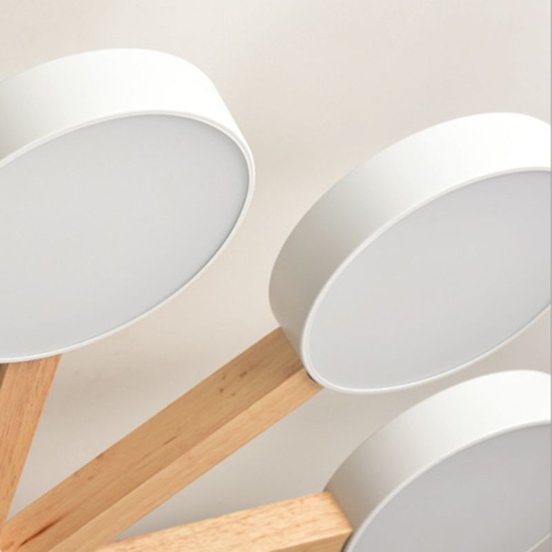 Wooden LED Macaron Ceiling Light in Modern Simplicity Iron Radial Ceiling Fixture with Acrylic Shade