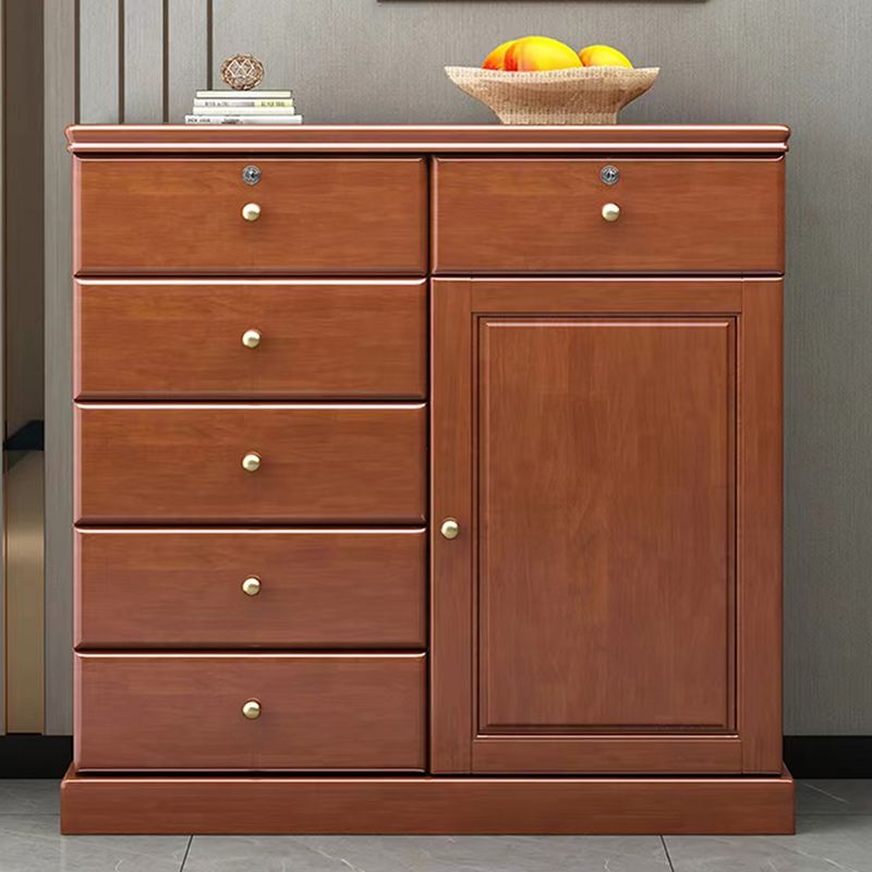 39.4" Tall Solid Wood Chest 6 - Drawer and 1 - Door Accent Cabinet