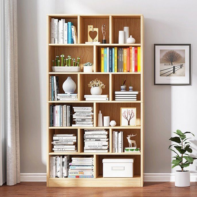 Manufactured Wood Standard Bookshelf Scandinavian Vertical Closed Back Bookshelf