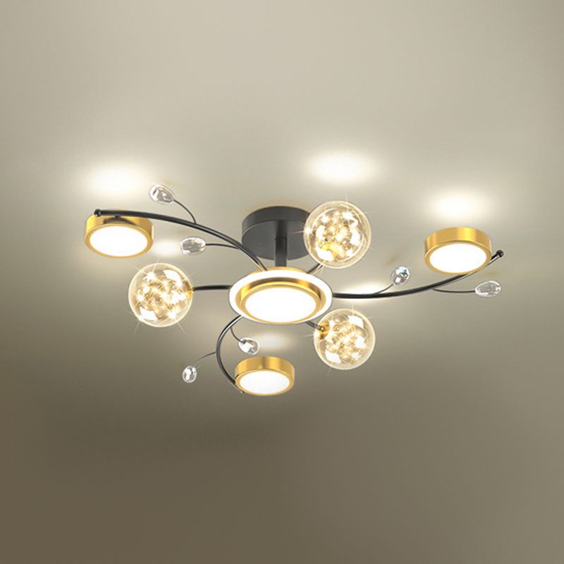 Nordic Modern Style Semi Flush Mount Ceiling Fixture Globe Glass Ceiling Light Fixtures