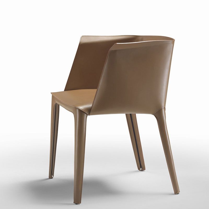 Leather Arm Chair Solid Back Indoor Dining Chair for Dining Room